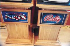 construction, oak stand, birch veneer, slot machine stand, antique slots, mechanical slots, california antique slots